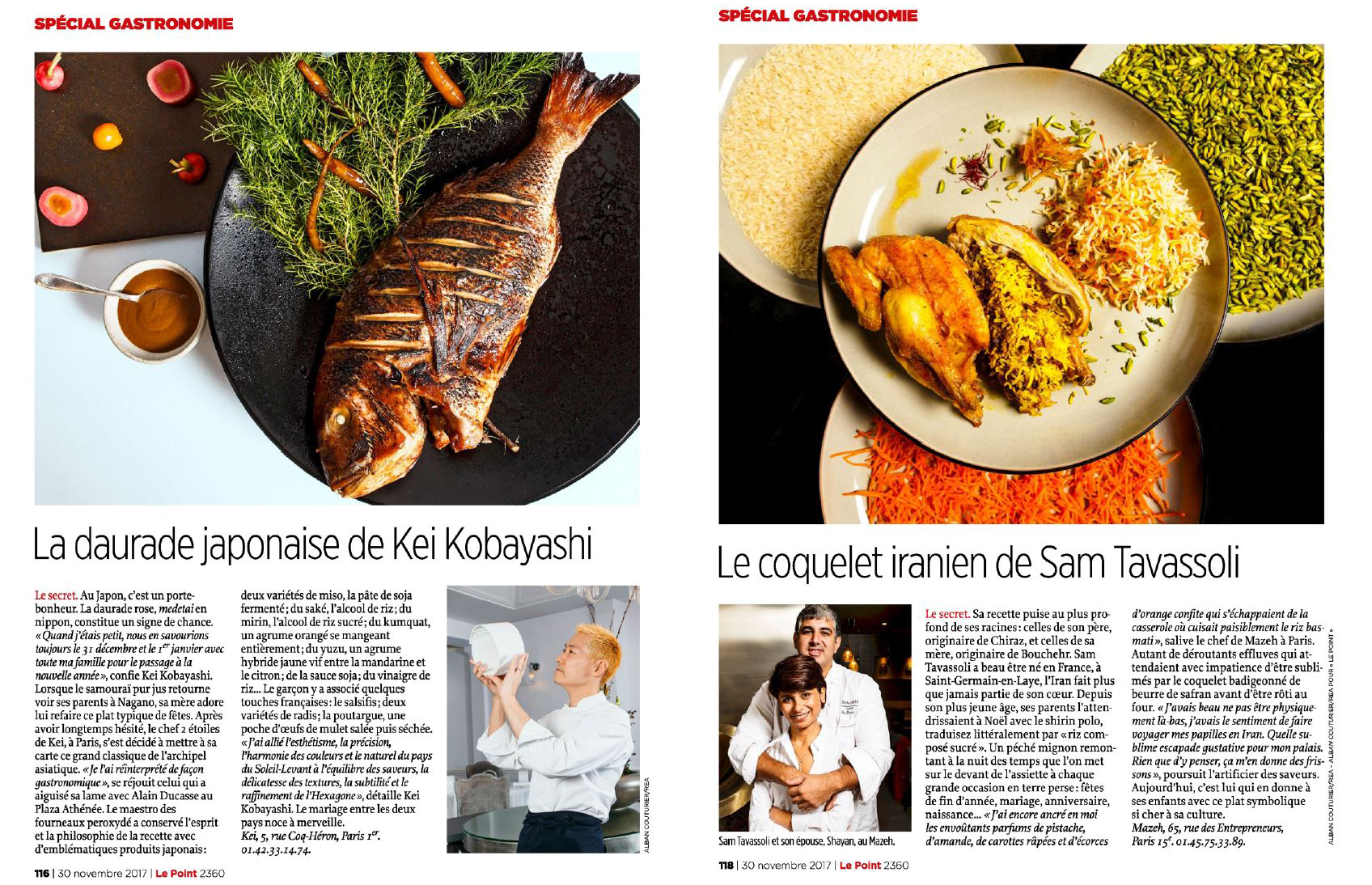 Special Gastronomie, Magazine Le Point, Kei Kobayashi, Sam Tavassoli, ©Alban Couturier