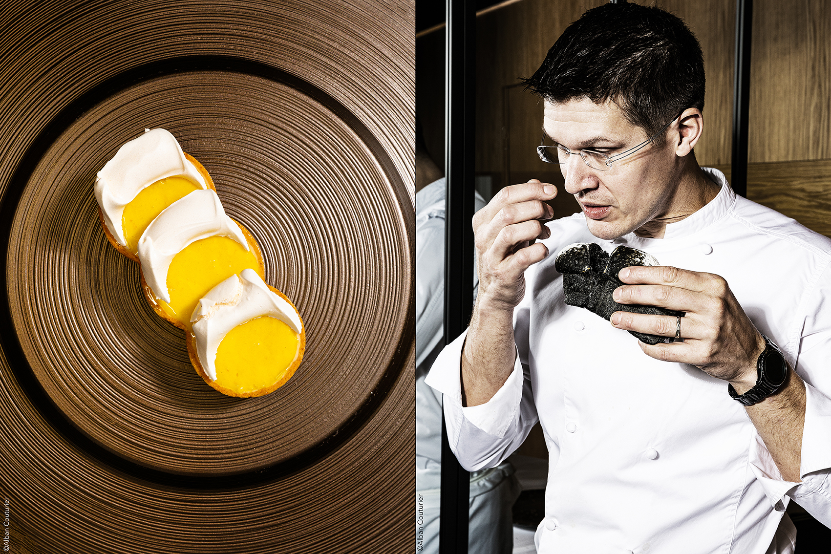 Portrait et Recette, Tartellete Citron et meringue, Chef Proprietaire Cyril Choisne, restaurant Eclipses, 27 rue de beaune Paris 7, ©Alban Couturier