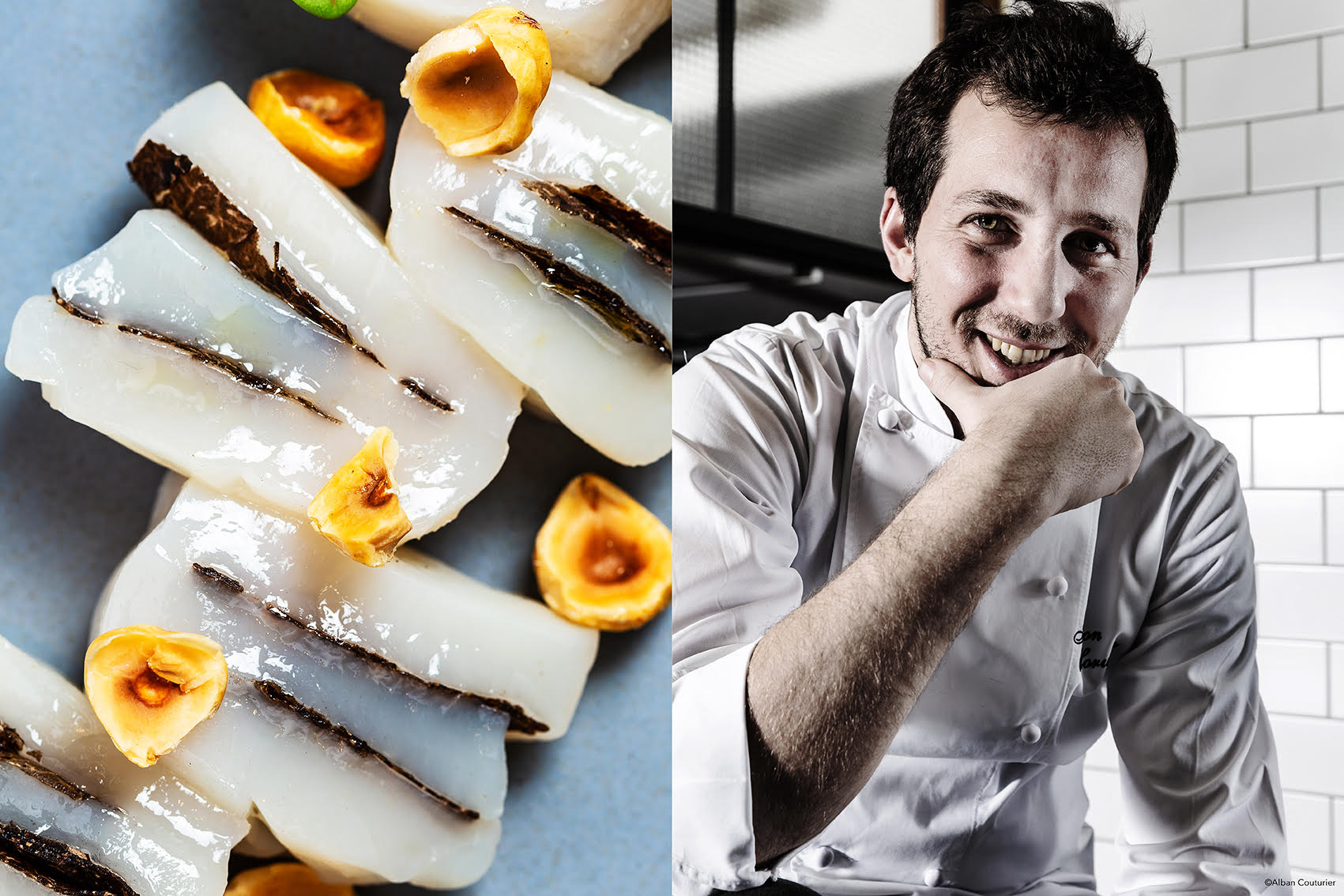 Saint Jacques , truffes et noisettes, chef et ami Simon Horwitz, restaurant Elmer, Paris©Alban Couturier