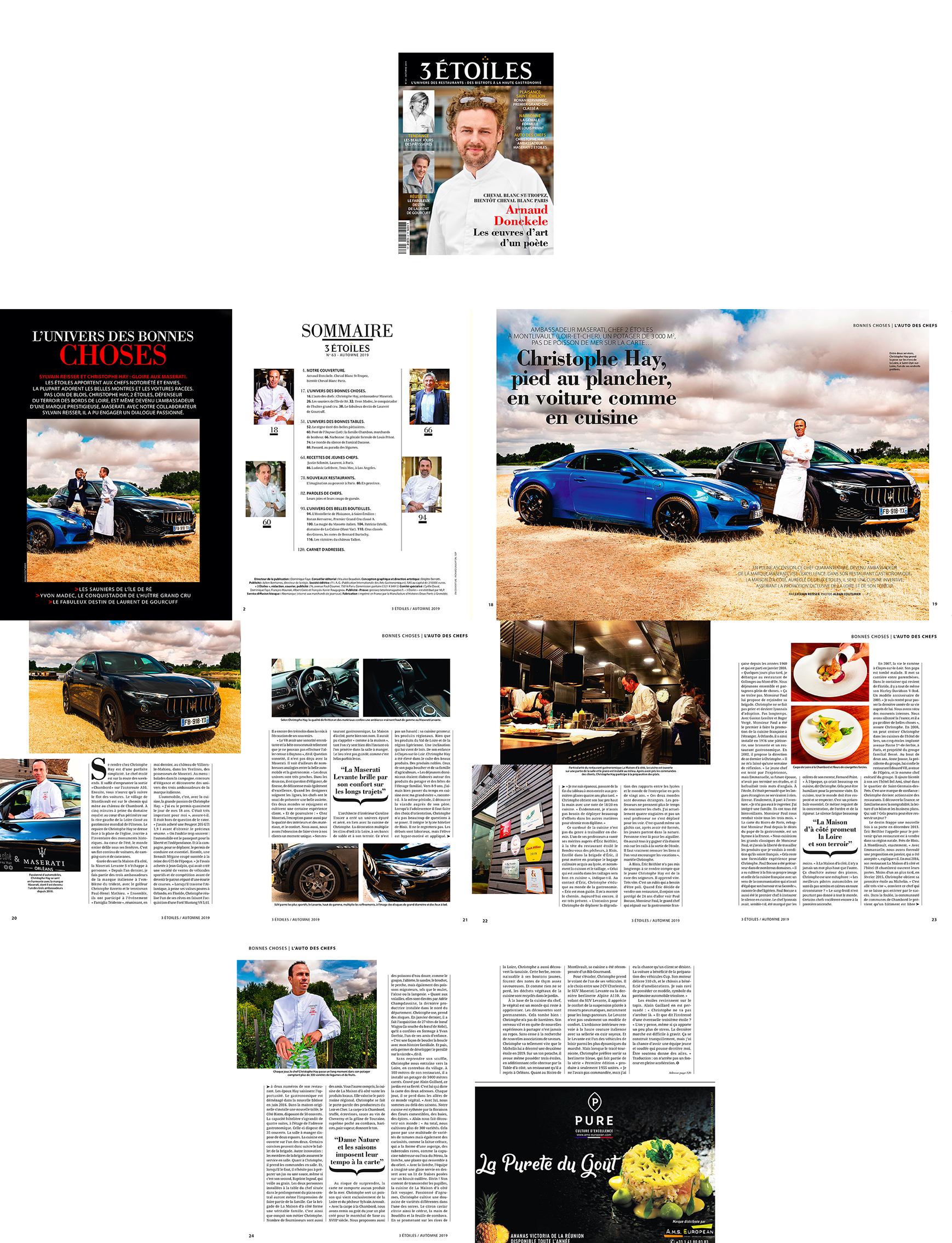 Reportage chez Christophe Hay, 2 etoiles au guide Michelin, un chef une voiture, Maserati et Alpine Renault, Magazine 3 etoiles, Automne 2019 @Alban Couturier