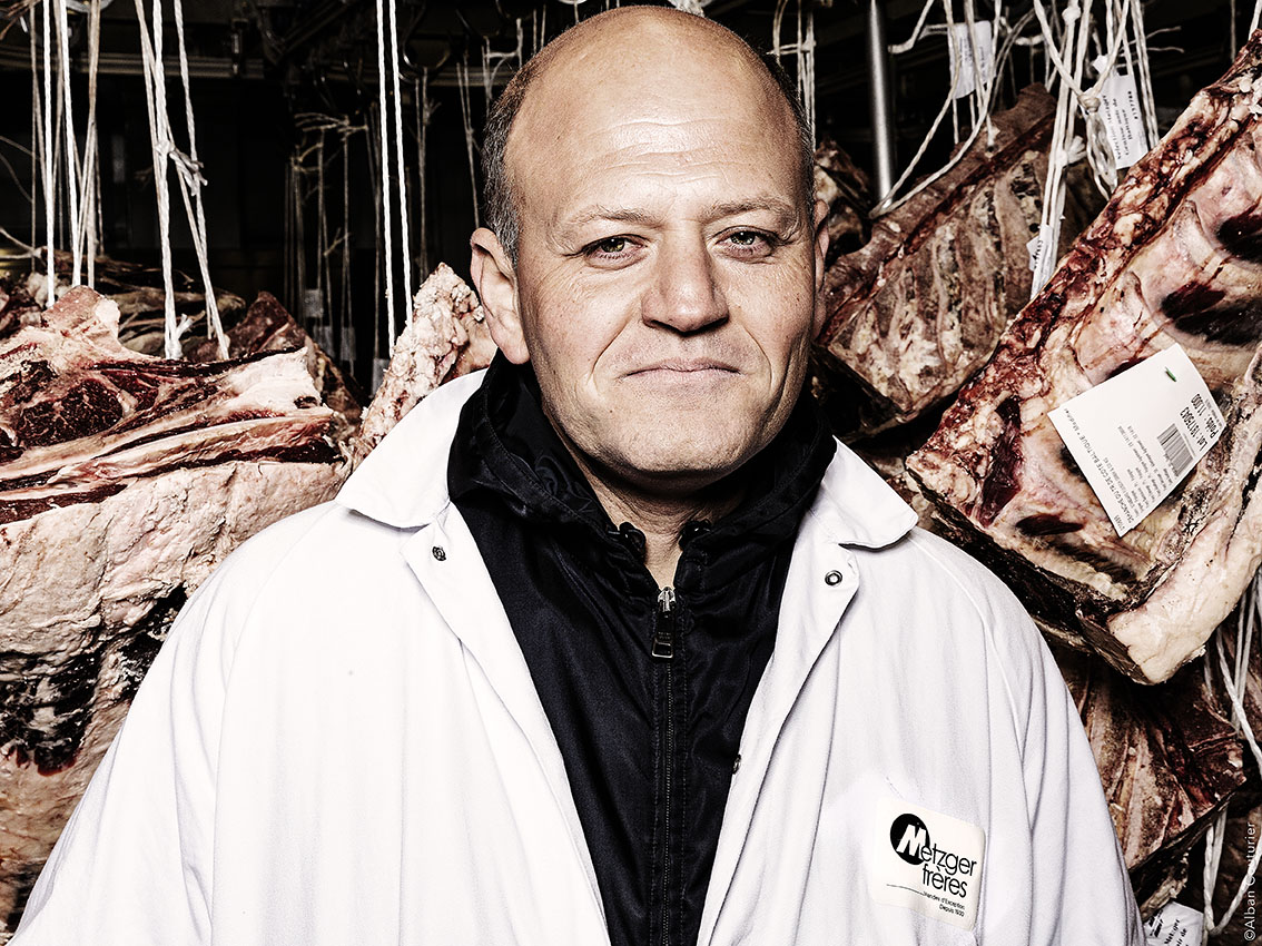 Portrait du boucher et ami Olivier Metzger, Metzger Freres ©Alban Couturier