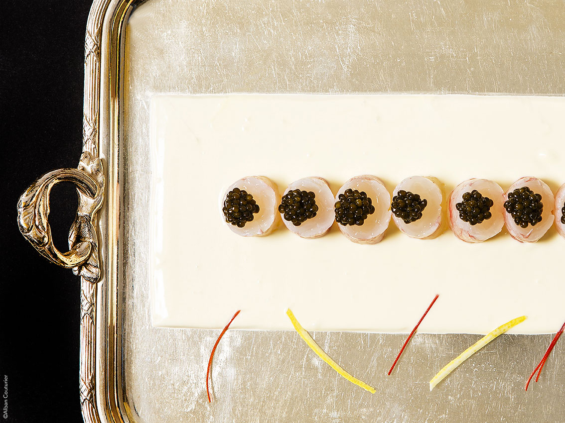 Langoustine&Caviar , recette du chef et ami, Nicolas Sale, 2 Etoiles au guide Michelin, Ritz Paris ©Alban Couturier